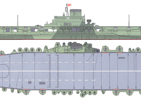 Корабль IJN Shinano [Aircraft Carrier] - чертежи, габариты, рисунки